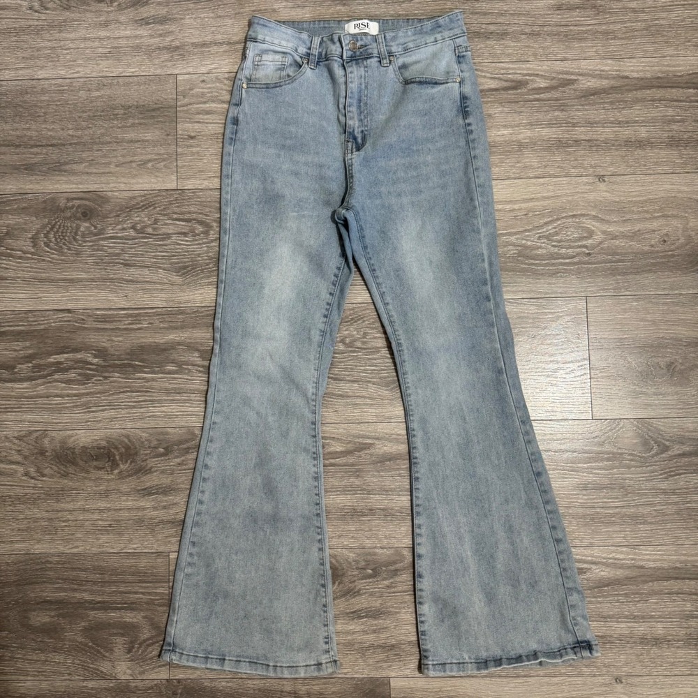 Rise Supply Co Y2K Light Wash High Rise Flare Bell‎ Bottom Denim Jeans 27x29